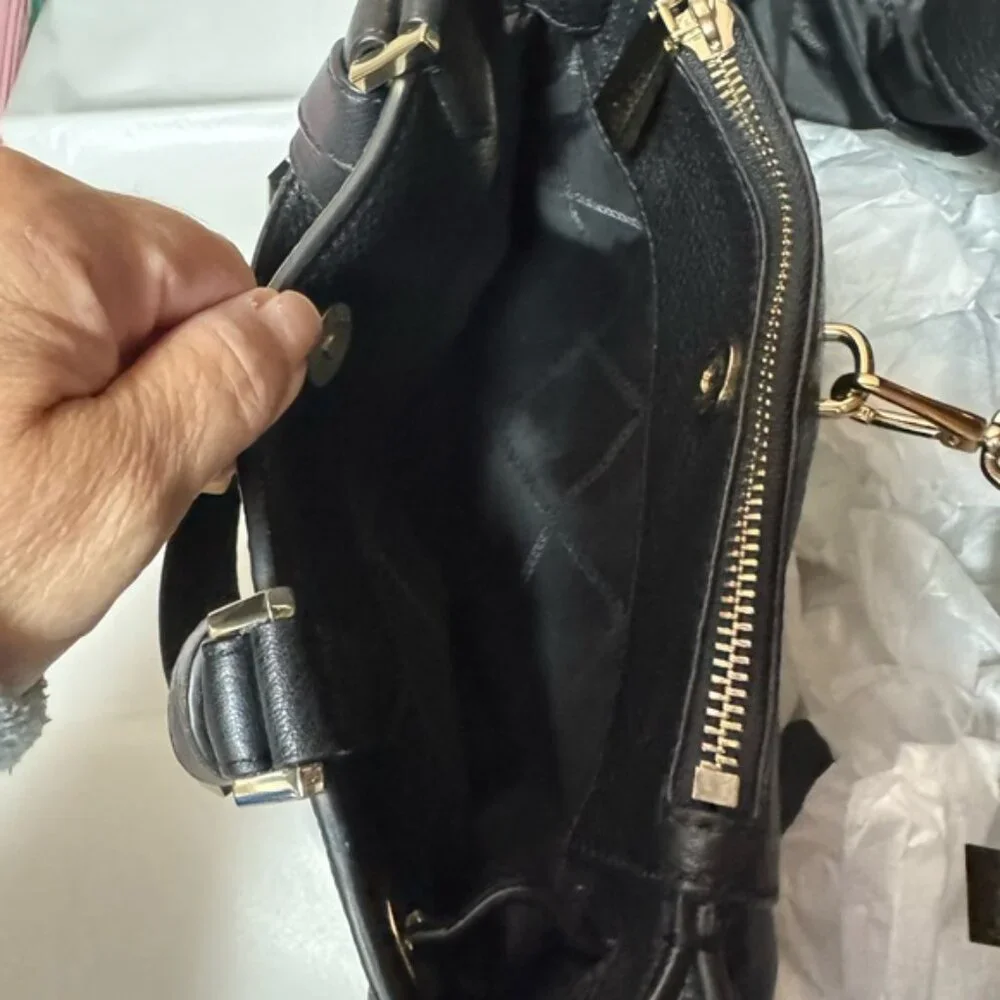 Michael Kors Greta Large Pebbled Leather Satchel Black - Picture 9 of 14